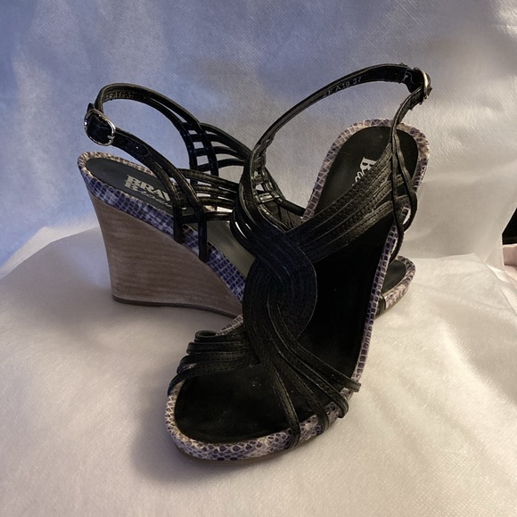 Bravo Browns Shoes - Wedge Heel Top Strap Sandals - Sz 7B - Picture 5 of 16